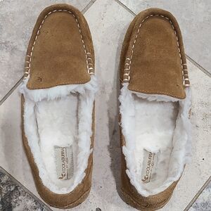 Koolaburra Brown Suede Slippers with White Lining